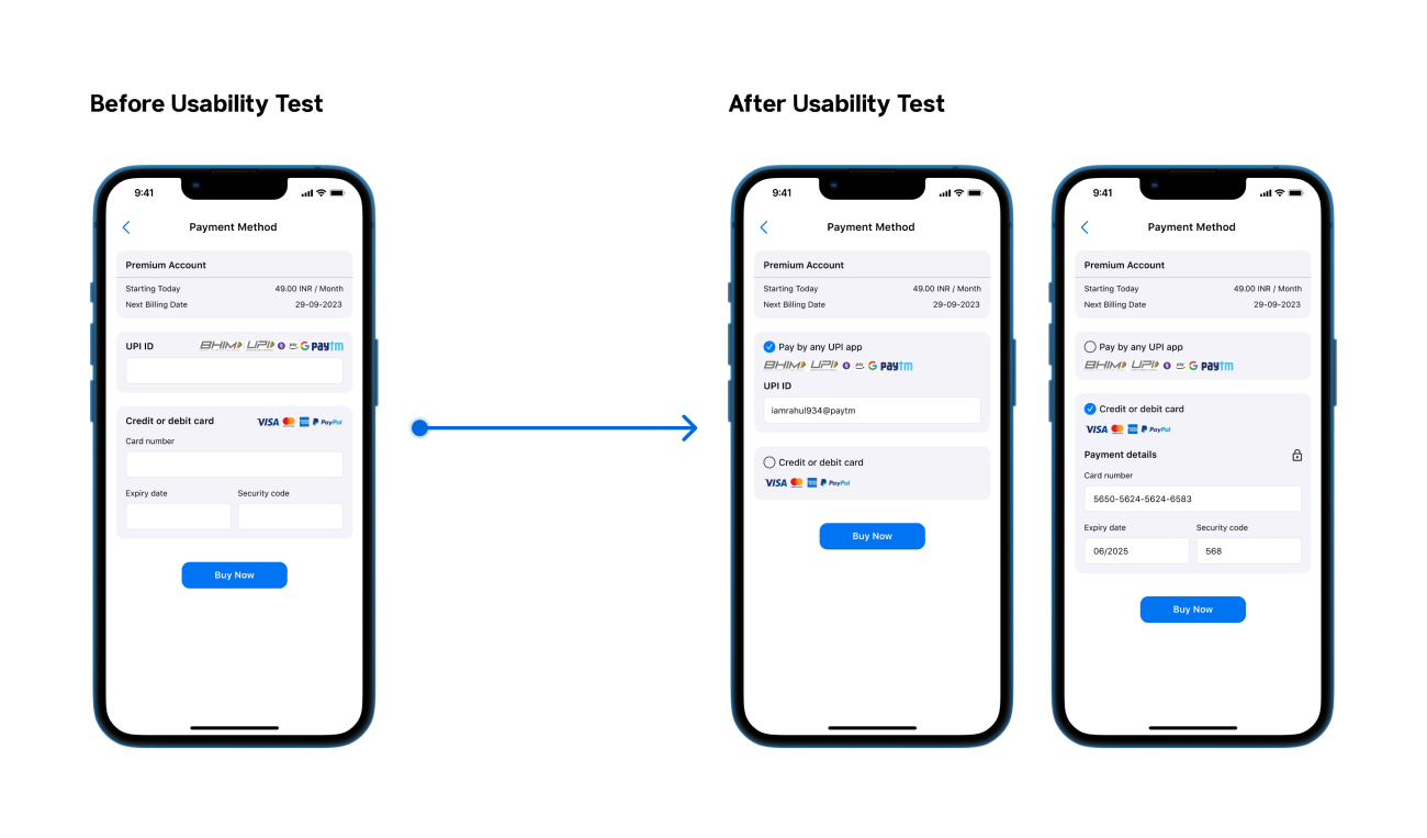 Changes after testing